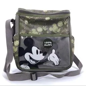 Disney Baby Mickey Mouse Insulated Green Logo Bottle Carry Zipper Shoulder Bag