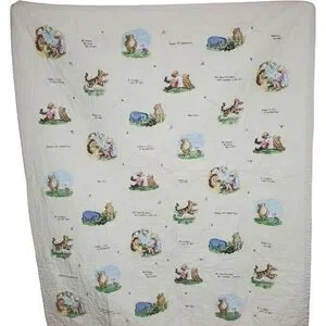 Disney Classic Winnie The Pooh My Sweetest Adventures Ivory Quilted Baby Blanket