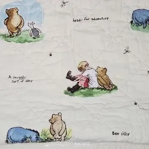 Disney Classic Winnie The Pooh My Sweetest Adventures Ivory Quilted Baby Blanket
