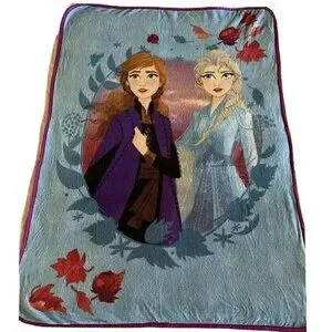 Disney Frozen Plush Reversible Throw Blanket Anna Elsa Lightweight Border Movie