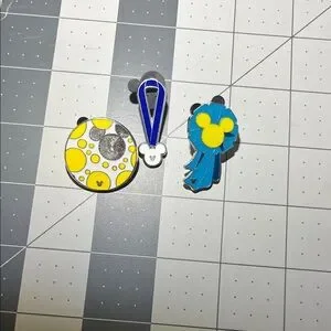 Disney Mickey Mouse Pin Trio - Yellow Blue Silver