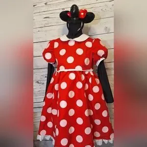 Disney Red & White Polka Minnie Mouse Dot Kids Costume Sz Xl