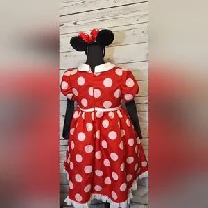 Disney Red & White Polka Minnie Mouse Dot Kids Costume Sz Xl