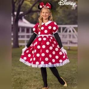 Disney Red & White Polka Minnie Mouse Dot Kids Costume Sz Xl