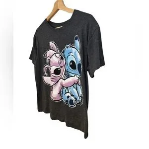 Disney Stitch And Angel Gray Short Sleeve T-Shirt Size XS