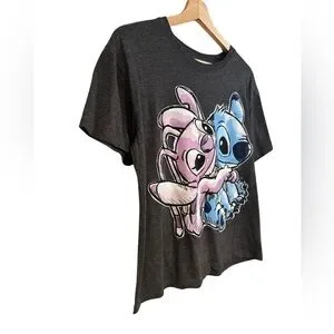 Disney Stitch And Angel Gray Short Sleeve T-Shirt Size XS