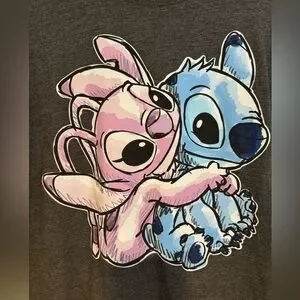 Disney Stitch And Angel Gray Short Sleeve T-Shirt Size XS