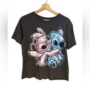Disney Stitch and Angel Gray Short Sleeve T-Shirt Size XS