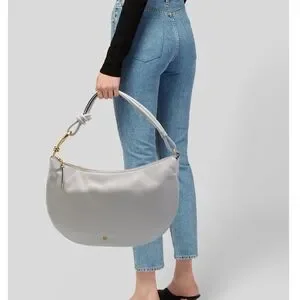 Donna Karan White Leather Bag With Gold Accents