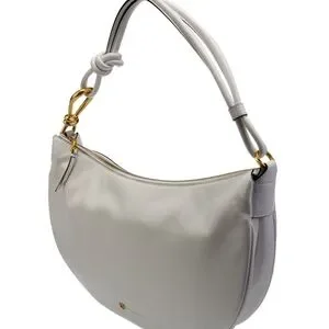 Donna Karan White Leather Bag With Gold Accents