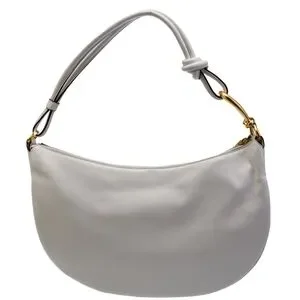 Donna Karan White Leather Bag With Gold Accents