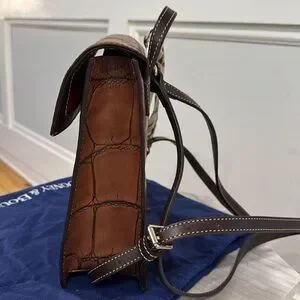 Dooney & Bourke Bag Brown Leather Croc-Embossed Small Satchel Backback