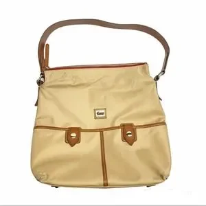 Dooney & Bourke Wayfarer Sac Tan Nylon With Brown Leather Trim