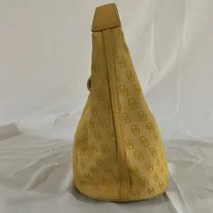Dooney & Bourke Yellow Canvas Hobo Bag With Textured Design Vintage