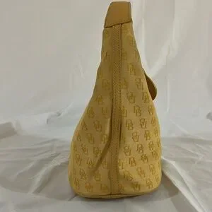 Dooney & Bourke Yellow Canvas Hobo Bag With Textured Design Vintage