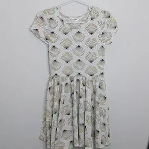 Dot Dot Smile Seashell Pattern Dress Cream And Multicolor Girls Size 2T Beach