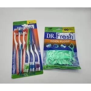 Dr. Fresh 6 Pack Of Toothbrushes & Dr. Fresh Kool Flossers 60 Count