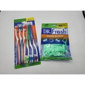 Dr. Fresh 6 Pack Of Toothbrushes & Dr. Fresh Kool Flossers 60 Count