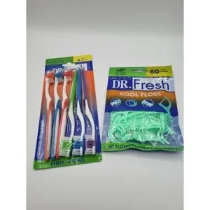 Dr. Fresh 6 Pack of Toothbrushes & Dr. Fresh Kool Flossers 60 Count