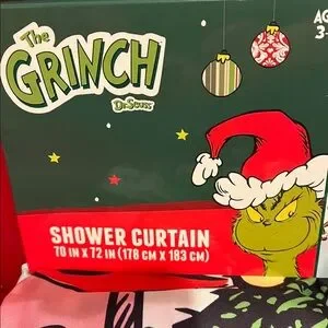 Dr. Seuss The Grinch Shower Curtain - Green And Red