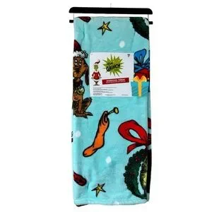 Dr Seuss The Grinch Teal Christmas Blanket 50x60