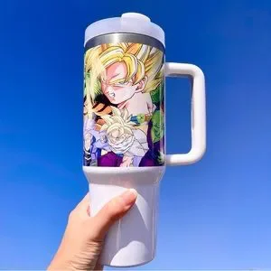 Dragon Ball Z 40 oz Tumbler with hand carry handle and Straw for COLD and HOT