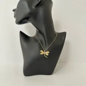 Dragonfly Pendant Gold Necklace