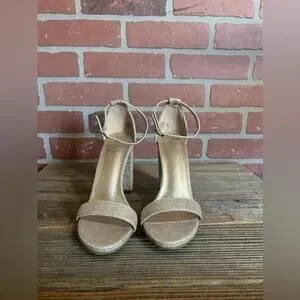 Dream Pairs Champagne Glittered Hi-Chunk High Heel Pumps