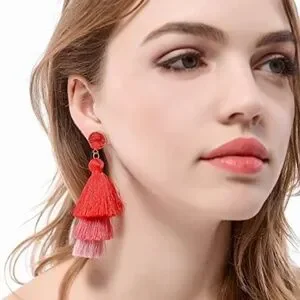 Druzy Post Tassel Layered Long Large Bohemian Earrings