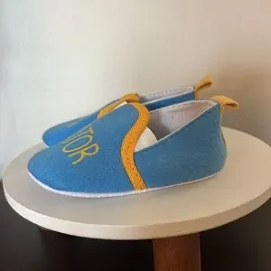 Duck Duck Goose Later Gator Blue And Yellow Baby Shoes NWOT 3-6M