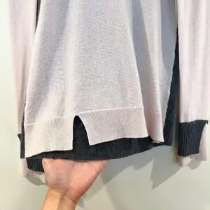DUFFY 100% Cashmere Colorblock Light Pink Designer Tight Knit Slim Sweater M