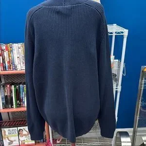 Duluth Trading Co Blue Cardigan Sweater With Ribbed Texture
