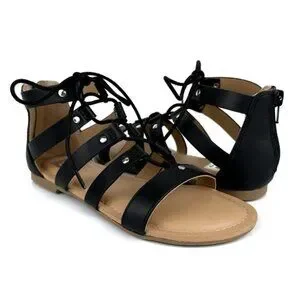 DV by Dolce Vita Girl's Curse Flat Gladiator Sandals Black Size 2