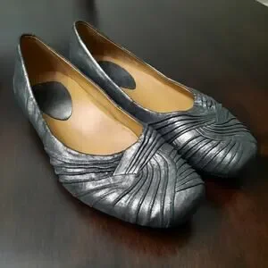 Earthies Vanya Metallic Pewter Flat