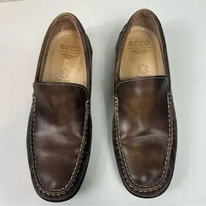 Ecco Men's Classic Moc 2.0 Driver Brown Genuine Leather Loafers Size 44