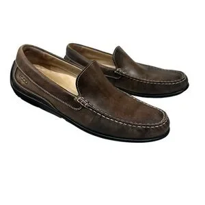 Ecco Men's Classic Moc 2.0 Driver Brown Genuine Leather Loafers Size 44