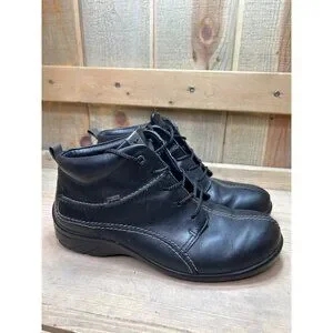 Ecco Womens Ankle Boots Booties Leather Black 38 US7-7.5 lace Up Gore-Tex