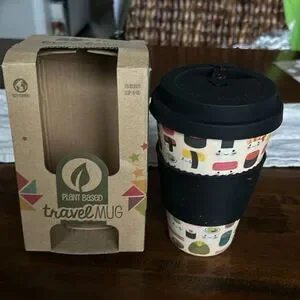 Eco-Friendly Reusable Plant Fiber Travel Mug With Sushi Design NWT