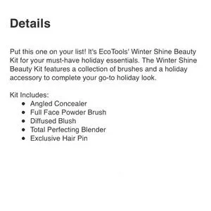 ECOTOOLS Winter Shine Beauty Kit NWT