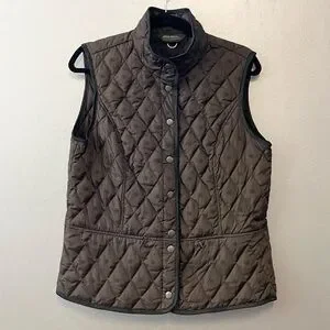 Eddie Bauer Chocolate Brown Vest Size Medium Down Filled Snap Button