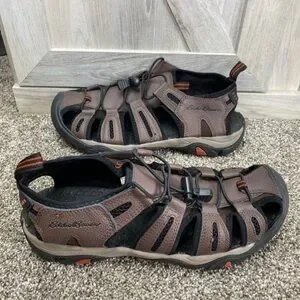 Eddie Bauer Men's Sandals Bump Toe Leather Troy Brown Outdoor Sport US 9