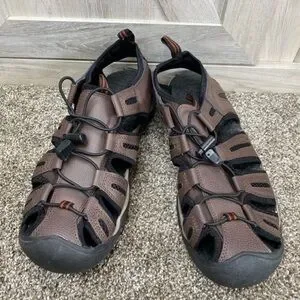 Eddie Bauer Men's Sandals Bump Toe Leather Troy Brown Outdoor Sport US 9