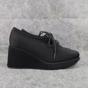 Edward Paul Shoes Women 8.5 Wedge Oxford Fashion Platform Lace Up Academia Black