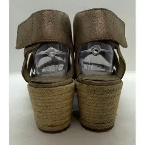Eileen Fisher Willow Espadrille Platform Wedge Sandals Women 8.5 Metallic Bronze