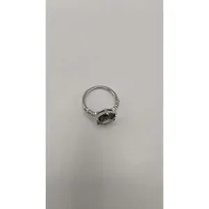 Elegant Hexagon Cut Silver Ring With Unique Stone Size 6