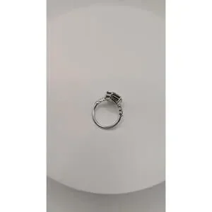 Elegant Hexagon Cut Silver Ring With Unique Stone Size 6