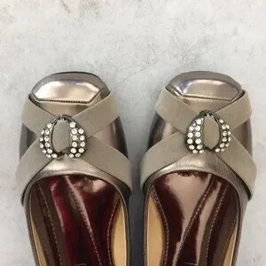 Elegant Metallic Velvet Heart Buckle Flats Shoes