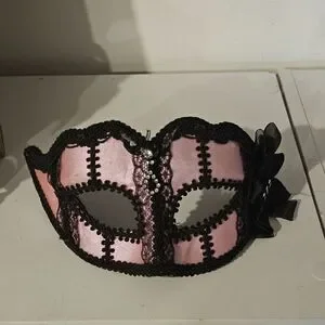 Elegant Pink And Black Lace Masquerade Mask Eyes Wide Shut Alluring