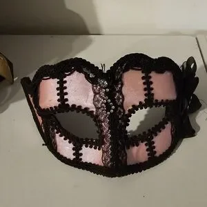 Elegant Pink And Black Lace Masquerade Mask Eyes Wide Shut Alluring