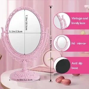 Elegant Pink Oval Vanity Mirror